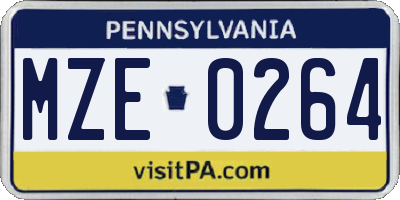 PA license plate MZE0264