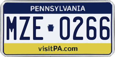 PA license plate MZE0266