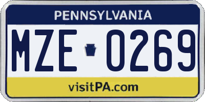 PA license plate MZE0269