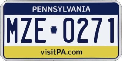PA license plate MZE0271