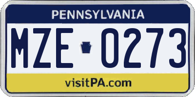 PA license plate MZE0273