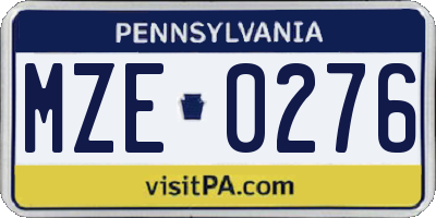 PA license plate MZE0276