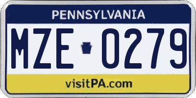 PA license plate MZE0279