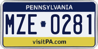 PA license plate MZE0281