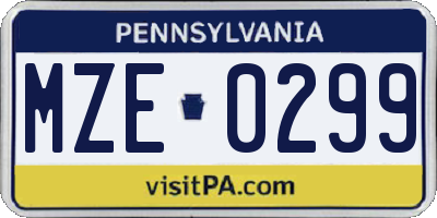 PA license plate MZE0299