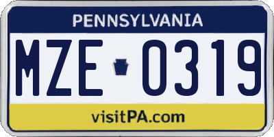 PA license plate MZE0319