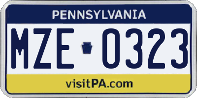 PA license plate MZE0323