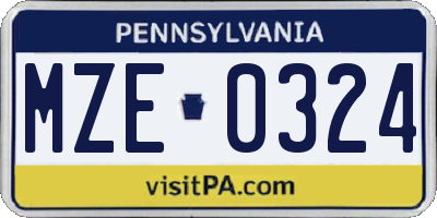 PA license plate MZE0324