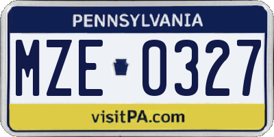 PA license plate MZE0327