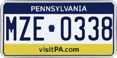 PA license plate MZE0338