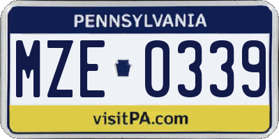 PA license plate MZE0339