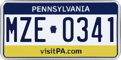 PA license plate MZE0341