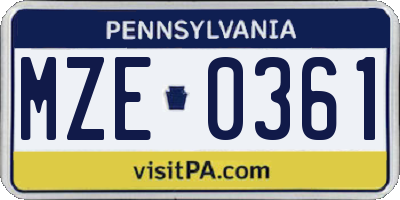 PA license plate MZE0361