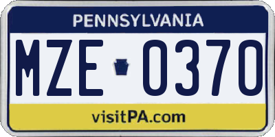 PA license plate MZE0370