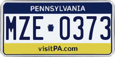 PA license plate MZE0373