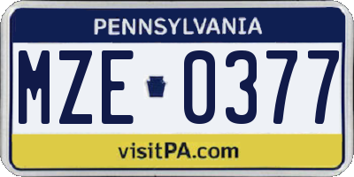 PA license plate MZE0377