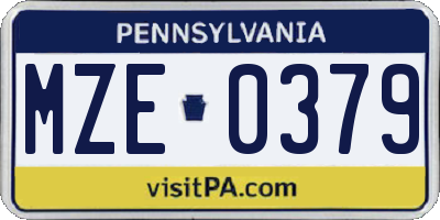 PA license plate MZE0379