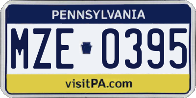 PA license plate MZE0395