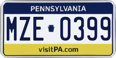 PA license plate MZE0399