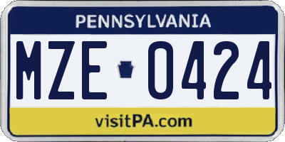 PA license plate MZE0424
