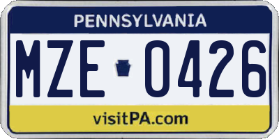 PA license plate MZE0426