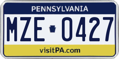 PA license plate MZE0427