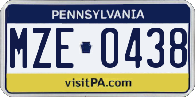 PA license plate MZE0438