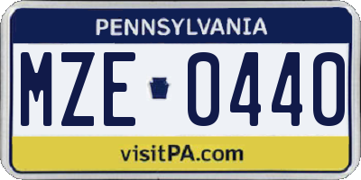 PA license plate MZE0440