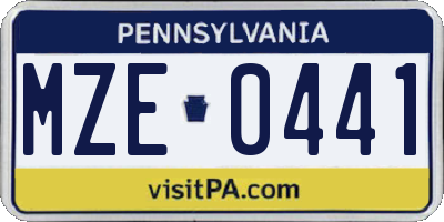 PA license plate MZE0441