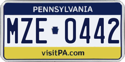 PA license plate MZE0442