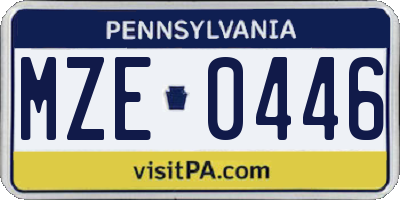 PA license plate MZE0446