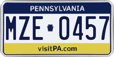 PA license plate MZE0457