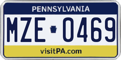 PA license plate MZE0469
