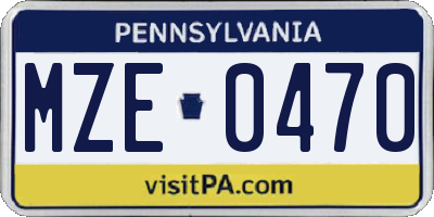 PA license plate MZE0470