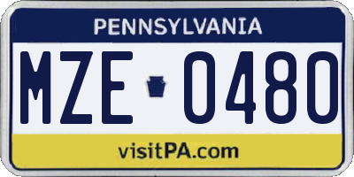 PA license plate MZE0480