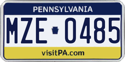 PA license plate MZE0485