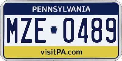 PA license plate MZE0489
