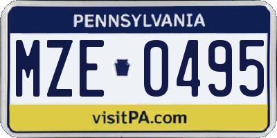 PA license plate MZE0495