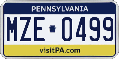 PA license plate MZE0499