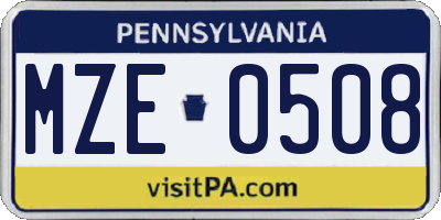 PA license plate MZE0508