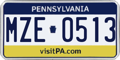PA license plate MZE0513