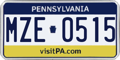 PA license plate MZE0515