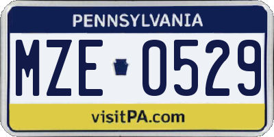 PA license plate MZE0529