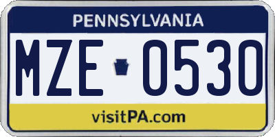 PA license plate MZE0530