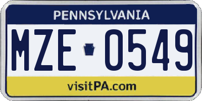 PA license plate MZE0549