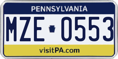 PA license plate MZE0553