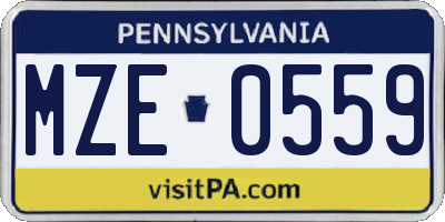 PA license plate MZE0559