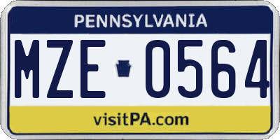 PA license plate MZE0564