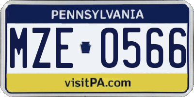 PA license plate MZE0566