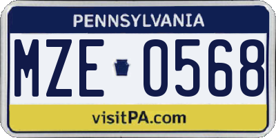 PA license plate MZE0568